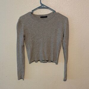 Brandy Melville Gray Ribbed Long Sleeve‎ Tee